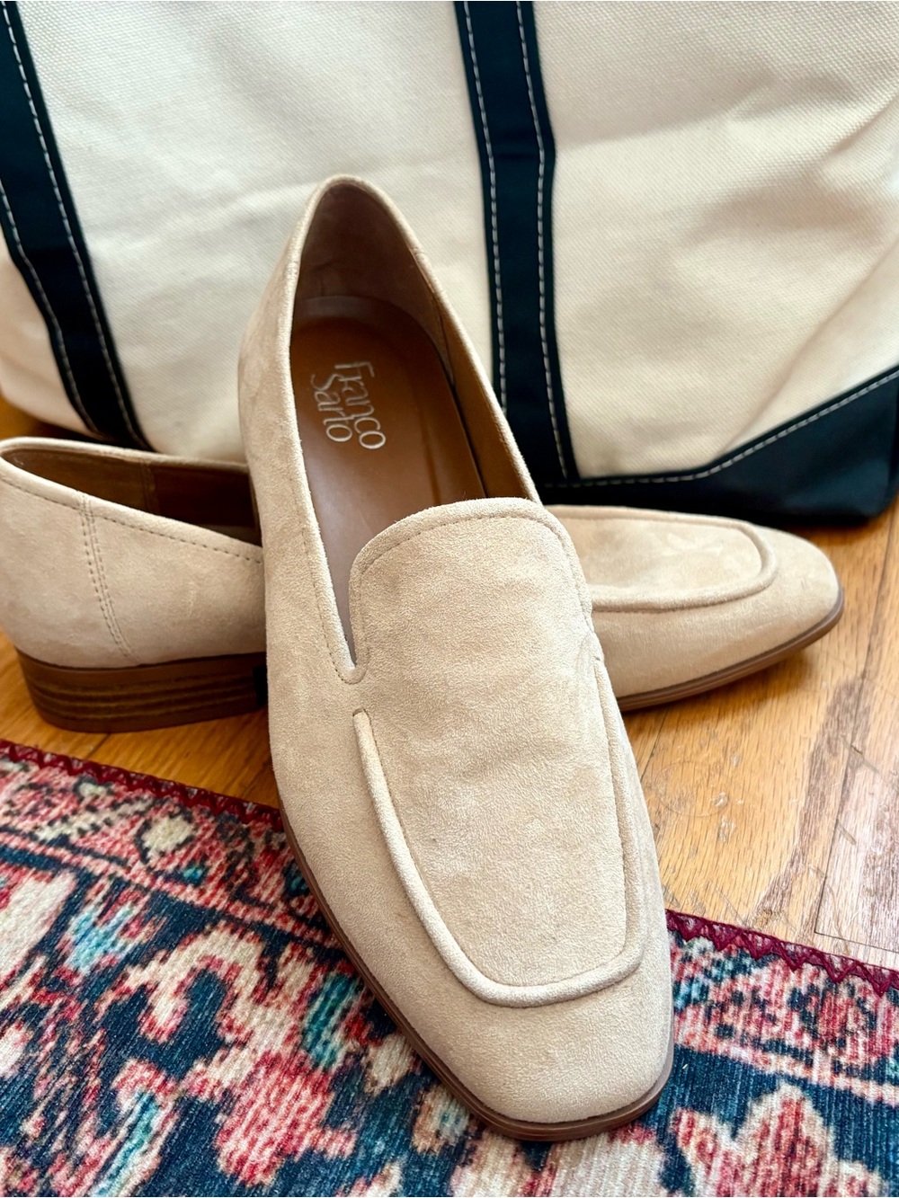 Franco Sarto Beige Suede Loafers